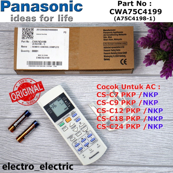 Remote Ac Panasonic Type Cs C7 / Cs C9 / Cs C12 / Cs-C18 Pkp Ready