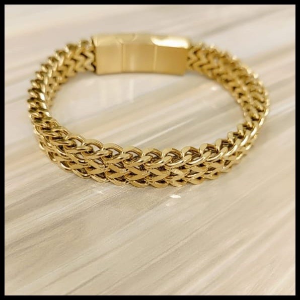 Gelang - Gelang Titanium Pria Hitam Anti Karat Selamanya