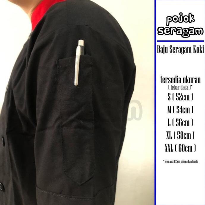Baju Seragam Koki - Lengan Pendek // Hitam Merah