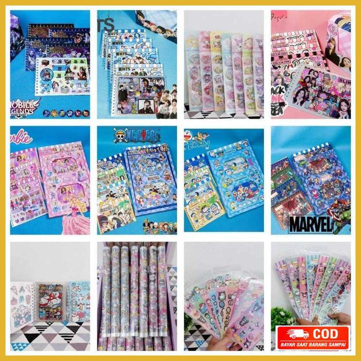

( COD ) Grosiran Stiker Binder Stiker Buku Mixue Sanrio Barbie Stiker gulung Murah