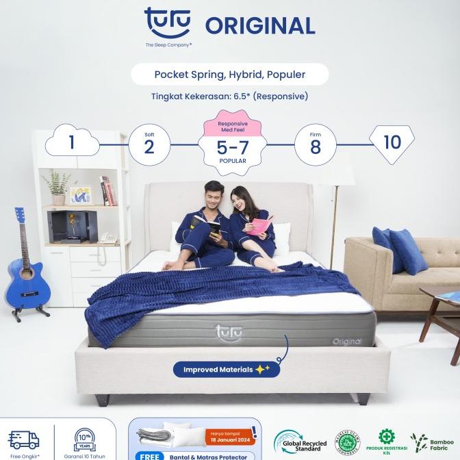 Kasur Pocket Spring Bed TURU ORIGINAL uk. 180x200 (King) FREE BANTAL
