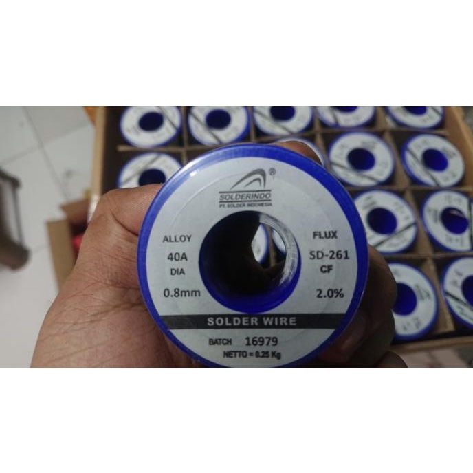 TERBARU - TIMAH SOLDER SOLDERINDO 0.8MM ALLOY 60-40 250GRAM / SOLDER WIRE