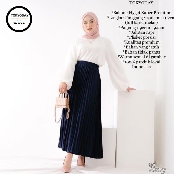 Rok Plisket Premium Termurah Warna Navy
