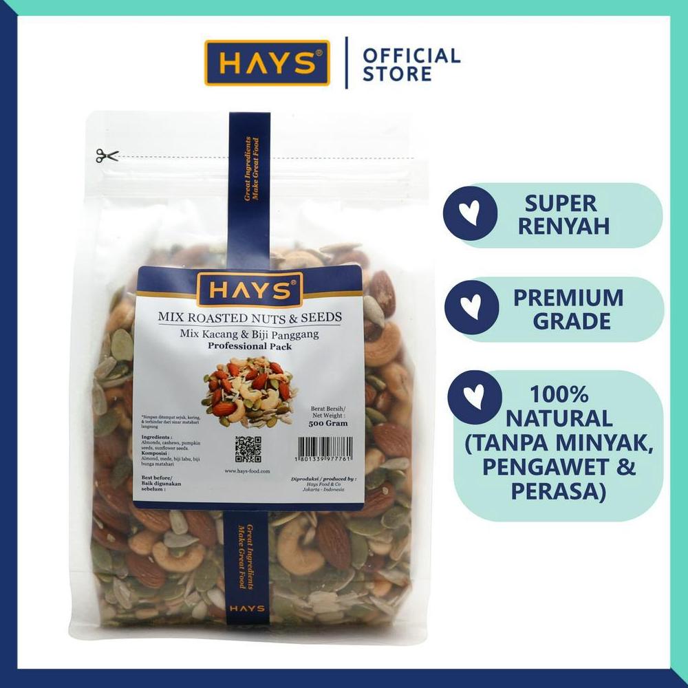 

Ready Mix Roasted Nuts & Seeds 500 GRAM Almond Mede/Mete Pumpkin Sunflower panggang /Mix kacang panggang / Mix kuaci kwaci HAYS