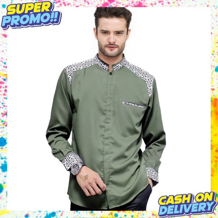 Bju Cowok Muslim Pakaian Atasan Laki Laki Lebaran Kokoh Ori Bahan Adem Koko Cwok Termurah Baju Koko 