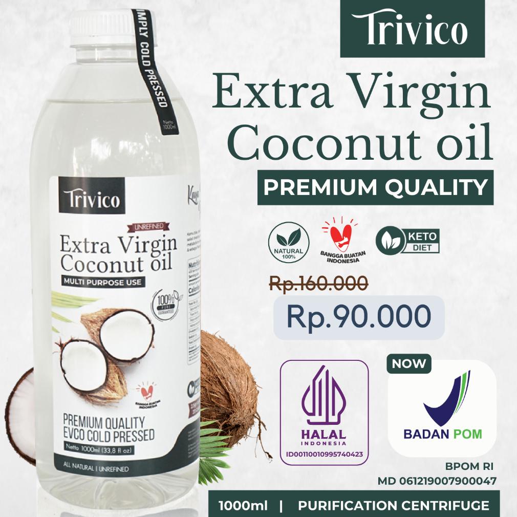 

Ready TRIVICO VCO PREMIUM / EVCO Virgin Coconut OIL 1 LITER / MINYAK KELAPA MURNI 100% / COCONUT OIL - 1LITER 1000ML