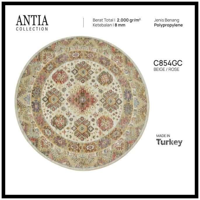 Karpet Bulat Abstrak Minimalis Vintage Turki Antia - 120x120 Bulat