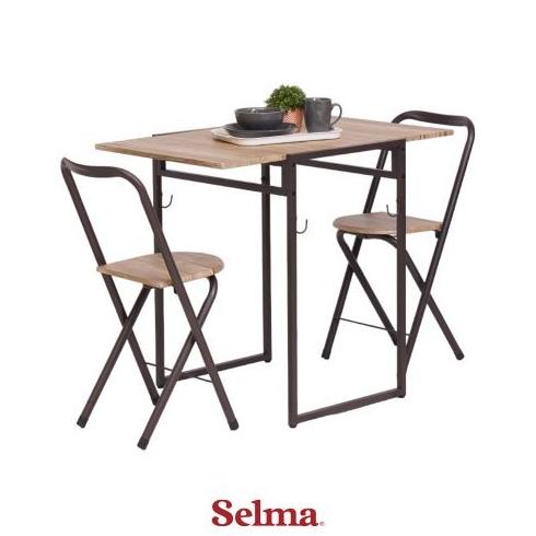Selma Lazio Set Meja Makan Lipat 2 Kursi - Cokelat
