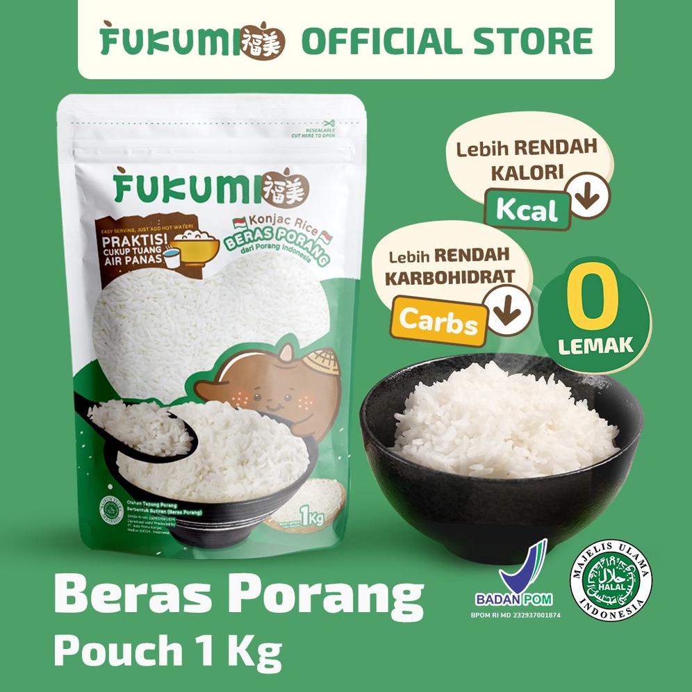 

Ready FUKUMI BERAS PORANG POUCH 1KG - Fukumi Shirataki Beras Konjac Rice Diet Pouch 1 Kg