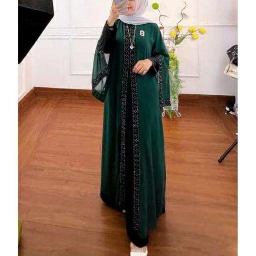 Nisa Arabian Abaya / Baju Dress Abaya Ceruty Babydoll Terbaru Aplikasi Renda / Fashion Muslim Wanita
