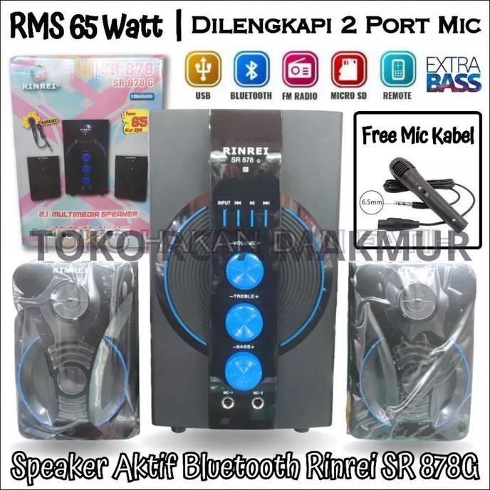Speaker Bluetooth Multimedia Rinrei Sr 878 G, Free Mic Cable, Original Amoreedipsy