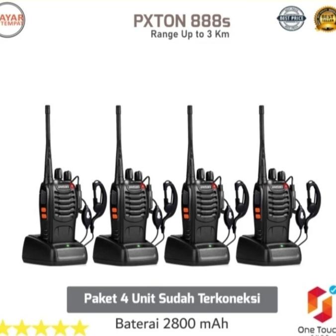 Paket 4 Pcs Radio Komunikasi Ht Walkie Talkie Pxton Bf 888S Terkoneksi Original