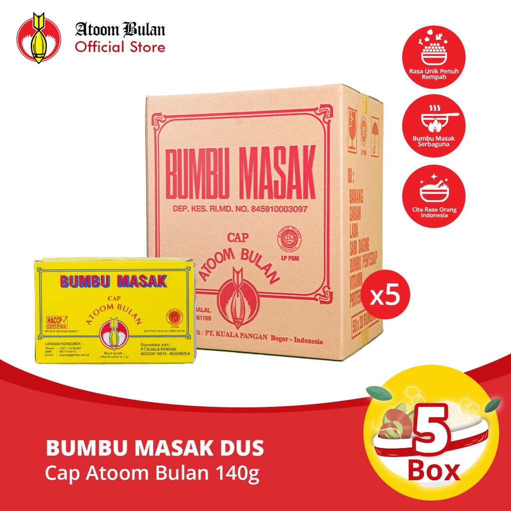 

Bumbu Masak Cap Atoom Bulan 20x7gr 5 dus