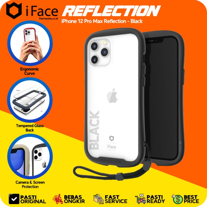 iFace iPhone 12 Pro Max Reflection Black Softcase Anti Crack Military