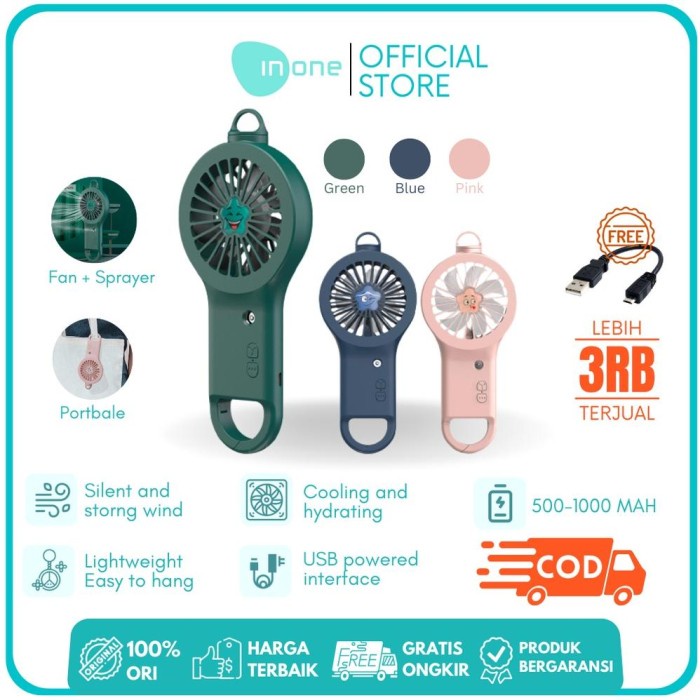 INONE Kipas Angin Mini Portable USB Misting Fan with Cooling