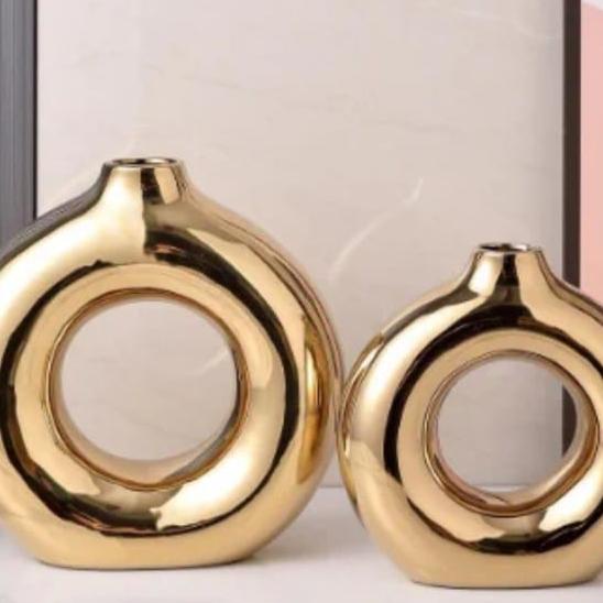 Geometric Donut Vase / Str / Vas Bunga Meja Simple Mewah / Vas Bunga Kerak / Vas Bunga / Pot Bunga