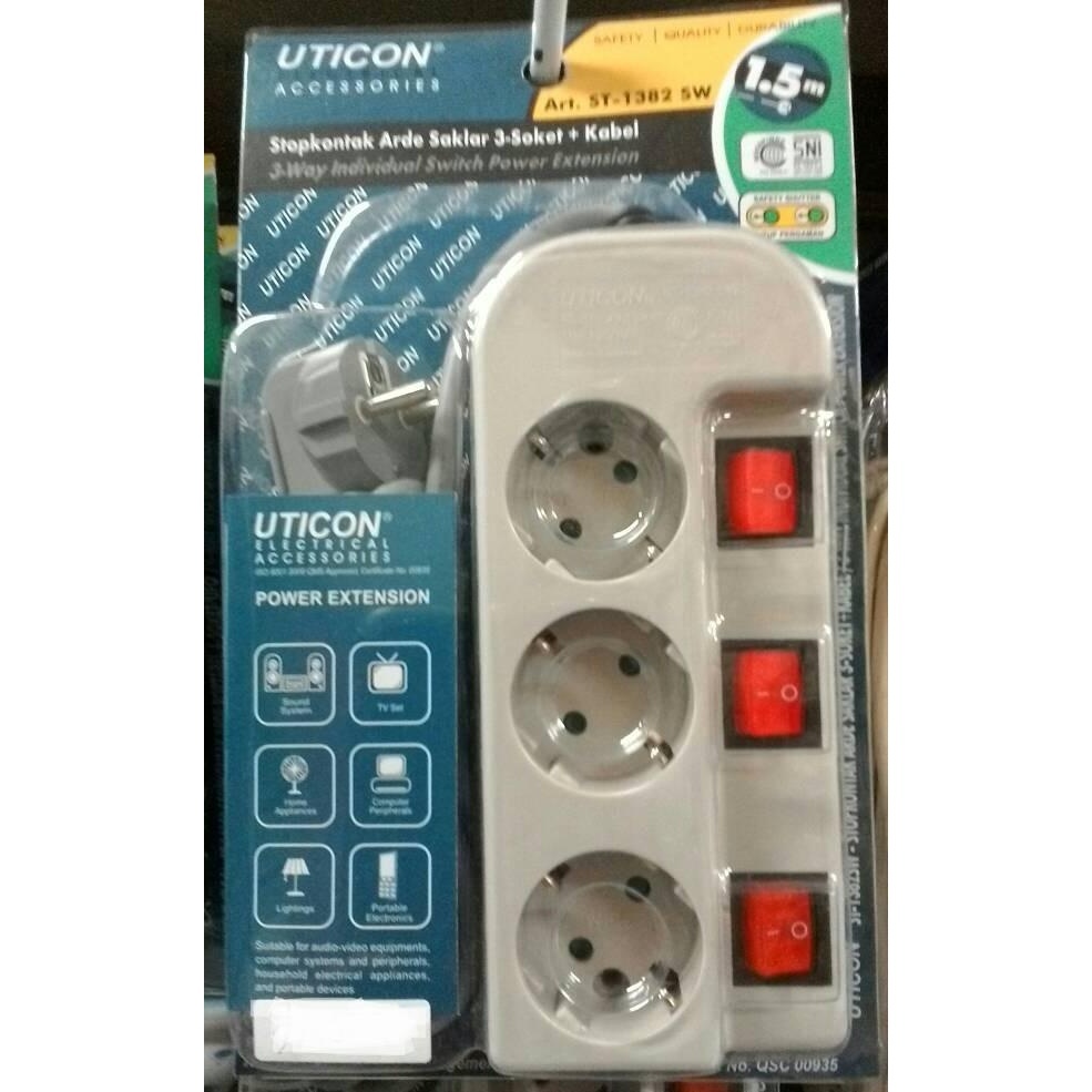 COLOKAN LISTRIK/TERMINAL LISTRIK/SAKLAR/STOP KONTAK UTICON 3 LUBANG