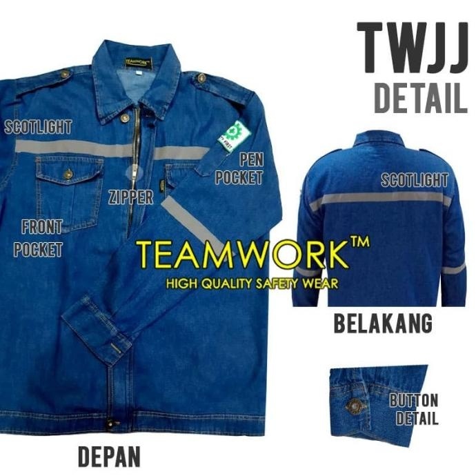 NEW PRODUK TWJJ TEAMWORK JAKET JEANS SAFETY JACKET DENIM BAJU ATASAN SELETING 