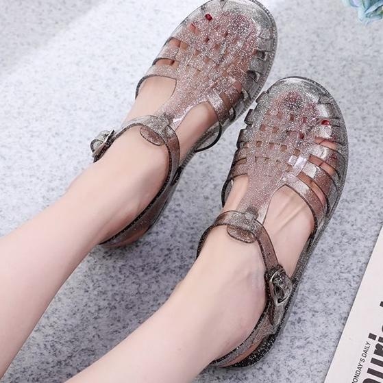 Meisha Jelly Transparant Glitter/Meisha Jelly Shoes Dewasa/Sandal Jelly Wanita/Sandal Karet Anti Sli