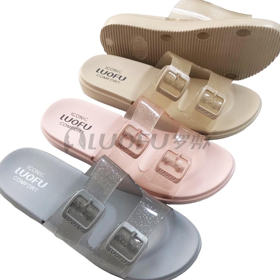 Luofu Sendal Selop Ban Dua Glitter Transparant E7188-Tf6B [E02]