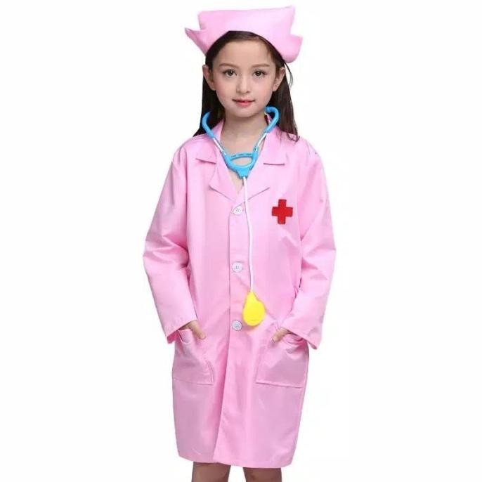 TERBARU BAJU DOKTER KECIL PINK SET STESTOKOP SESUAI GAMBAR 