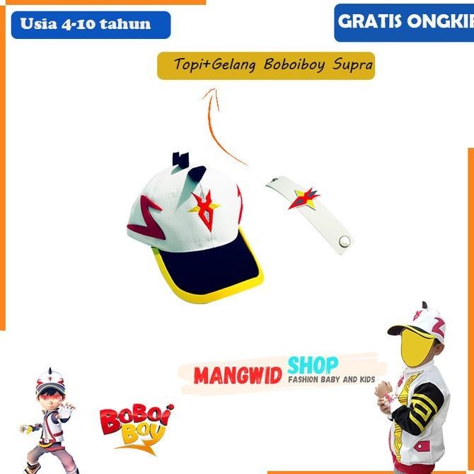 BIG SALE SETELAN TOPI LOGO BORDIR + GELANG BOBOY BOBOIBOY SUPRA ANAK LAKI LAKI 