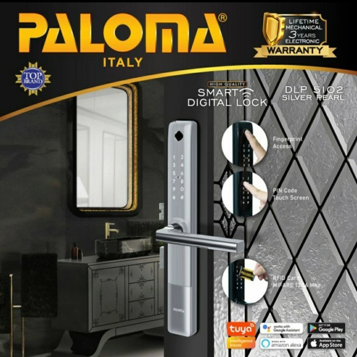 ✅Ori Paloma Digital Lock Smart Home Dlp 5102 Aluminium Door Smart Wifi Berkualitas