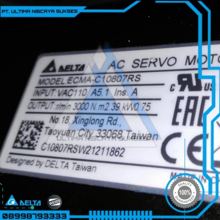 ✅Original Ecma-C10807Rs Servo Motor Delta 750Watt Wo Brake Terbaru