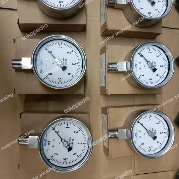 ✅Termurah Pressure Gauge 6 Bar Wika Size 4 Inchh Full Stainless Drat 1/2 Terbatas