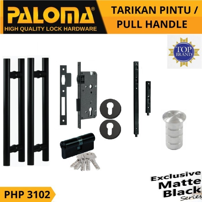 [Baru] Paloma Handle Set Kunci Paket Tarikan Gagang Pintu 2 Pasang Hitam Blac Terbaru