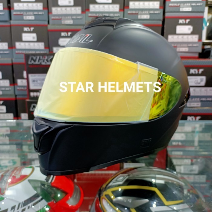 [Ori] Helm Snail Ffs2 Solid Black Doff Iridium Flat Visor  Spoiler 3D Berkualitas