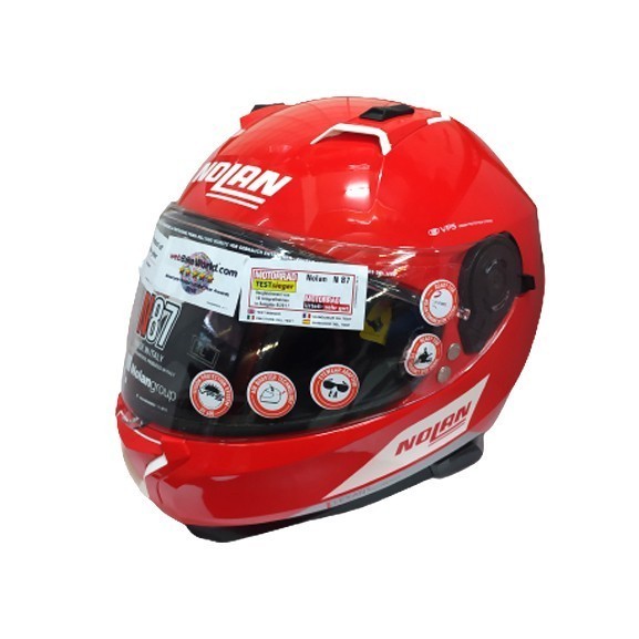 [New] Nolan N87 Emblema Ncom 075 Corsa Red  Helm Full Face  Original Nolan Terbaru