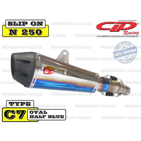 [Original] Knalpot Slip On Cld Ninja 250 Karbu Type C7 Oval Half Blue Terbatas
