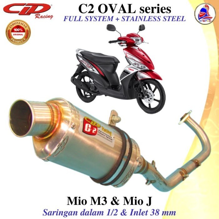 [Original] Knalpot Cld Racing Type C2 Oval Seri Mio M3  Mio J Fullsystem Diskon