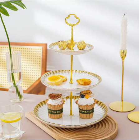 

[New Ori] Luxury White Gold Cake Tier 3 Layer / Stand Kue Gold Emas Nordic Mewah Terbaru