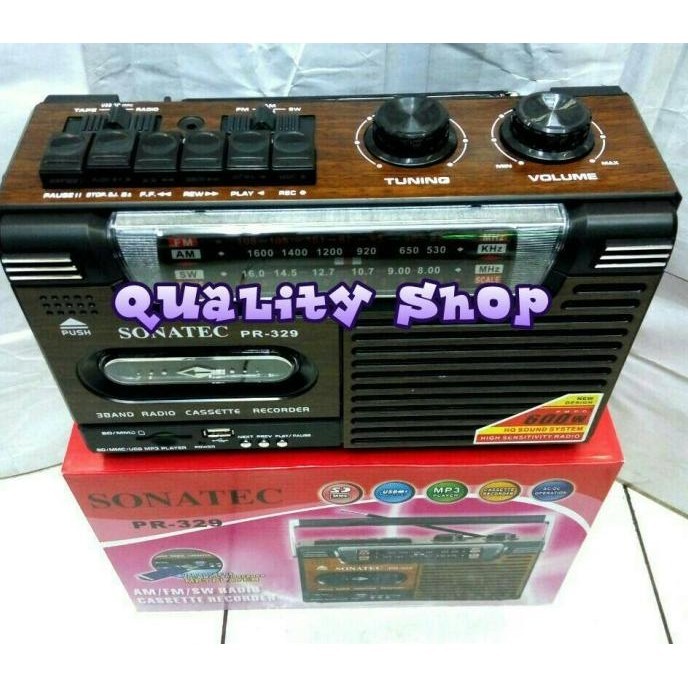 mini compo kaset pita sonatec pr-329 usb SD radio baru