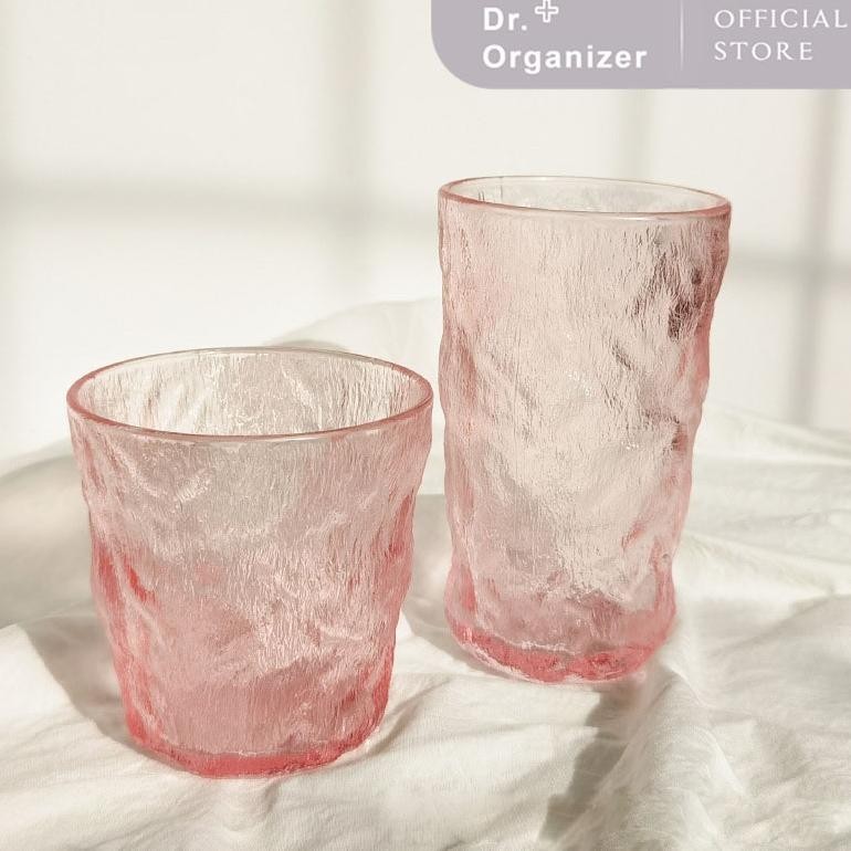 DR.ORGANIZER Gelas Minum Gelas Kaca Ins Viral Gelas Cantik Cangkir Kaca Gradiansi Pink
