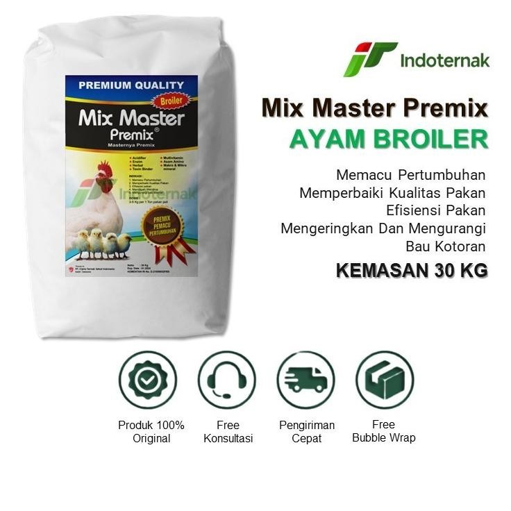 Terbaru MIX MASTER PREMIX BROILER - Suplemen Pakan Untuk Ayam Broiler Kemasan 30 KG