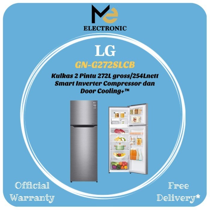 [Baru] Kulkas 2 Pintu 272L Lg Gn-G272Slcb  Kulkas Lg Gng272Slcb 272 Liter Limited