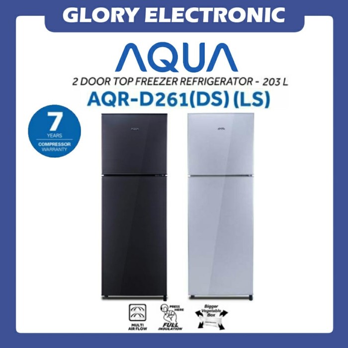 [Baru] Kulkas Aqua 2 Pintu Aqr-D261 Ds Ls Aqr D 261 Berkualitas