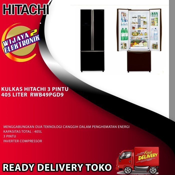 [Baru] Kulkas Hitachi 3 Pintu 405 Liter Rwb49Pgd9 - Cokelat Diskon