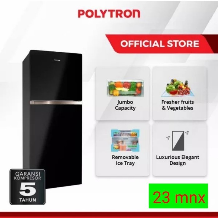 [Baru] Polytron Kulkas 2 Pintu 220L - Prw23Mnx Hitam Diskon