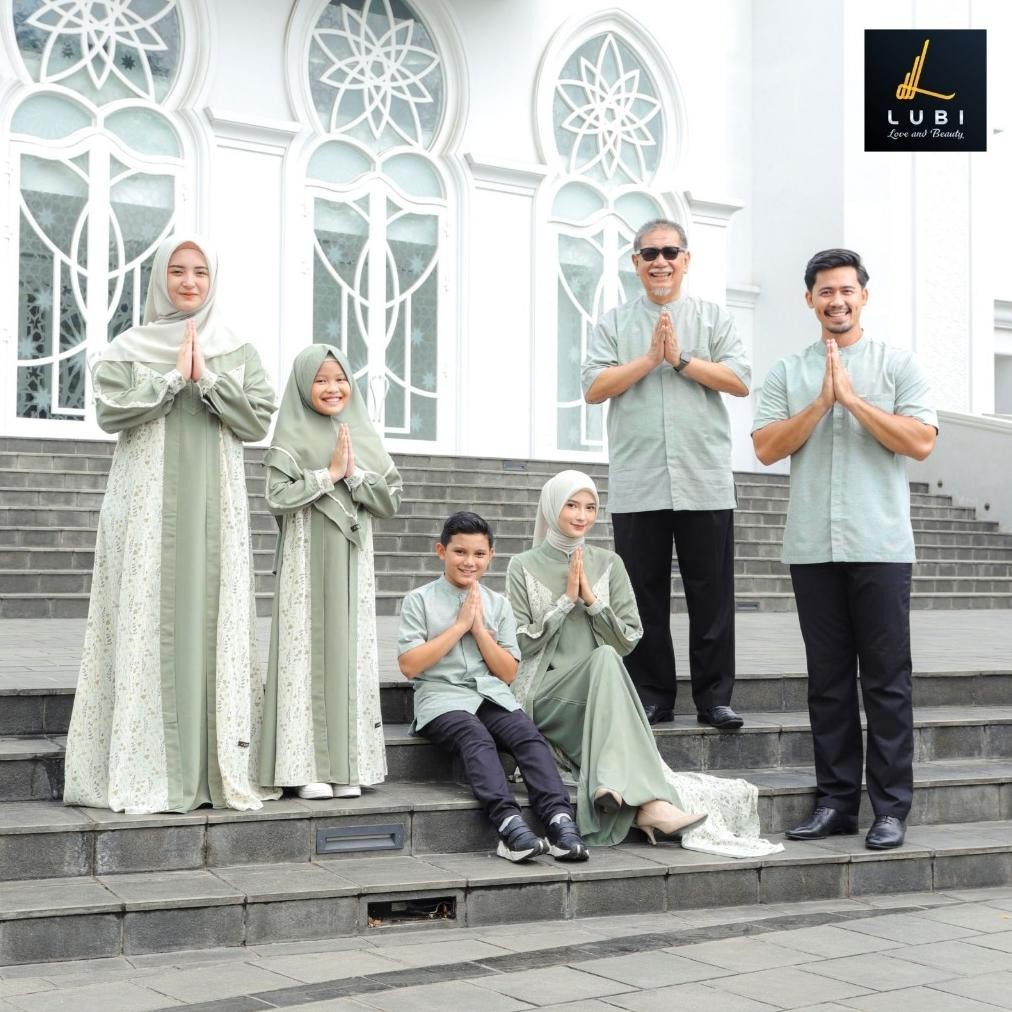 Sarimbit Keluarga 2024 Lebaran Lubi Binar Family Sage - Baju Couple Keluarga Lebaran 2024 Mewah - Ga