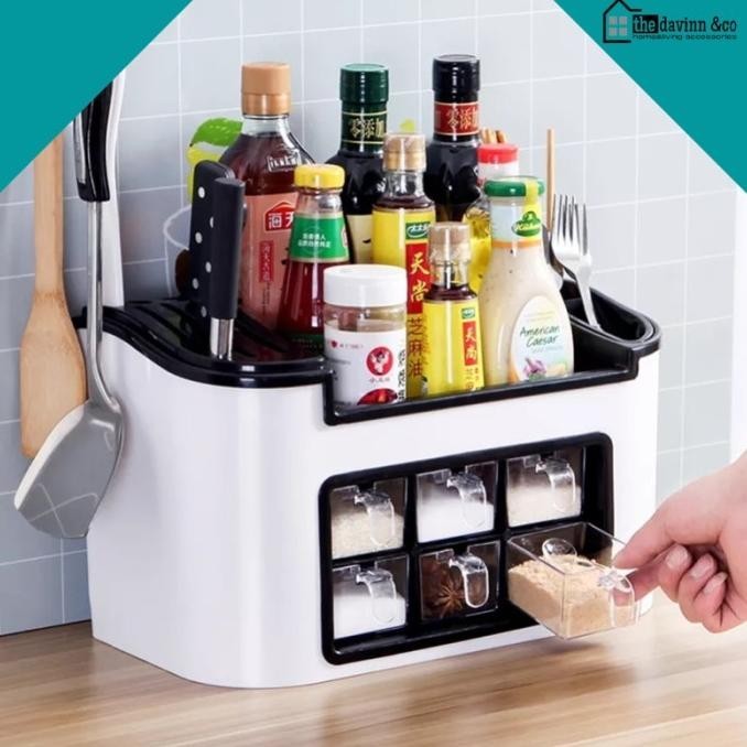Tempat Bumbu Dapur Set Aesthetic Rak Bumbu Plastik Murah Rak Dapur