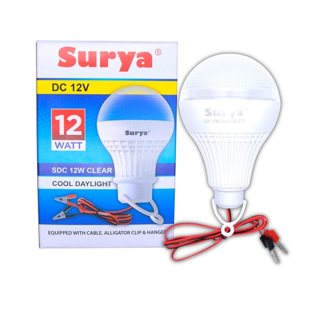 Bola Lampu Led DC Jepit Baterai Surya 12 Watt Lampu Clear SDC 12 W Clear
