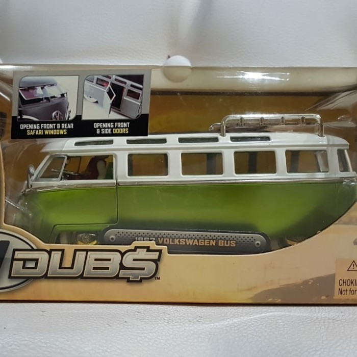[Original] Diecast Jada 24 Vw Bus Hijau Silver White Wall Diskon