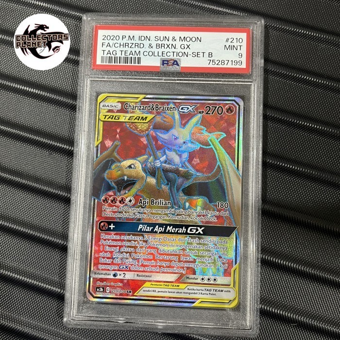 ✅Baru Charizard  Braixen Gx Sr Psa 9 Pokemon Indonesia Tcg Tag Team Limited
