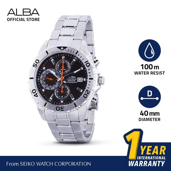 ✅New Alba Active Men Af8M95 Af8M95X1 Dark Brown Dial Diskon