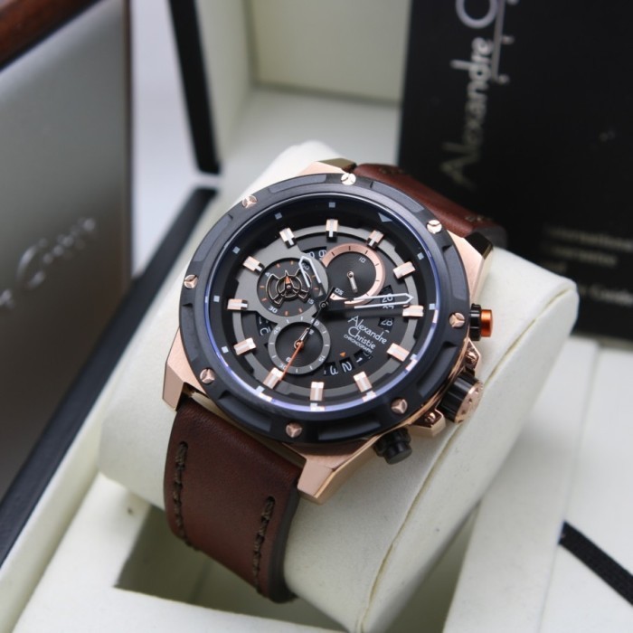 ✅New Jam Pria Alexandre Christie Ac 6506 Ac6506 Rosegold Brown Original Terbaru