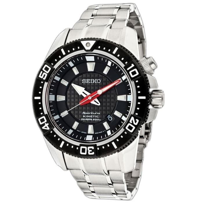 ✅New Ori Seiko Ska511P1 Sportura Kinetic Diver Silver Black Red Original Berkualitas